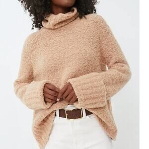 Tuckernuck Camel Boucle Theo Turtleneck Sweater Women's XS Chunky Wool Blend